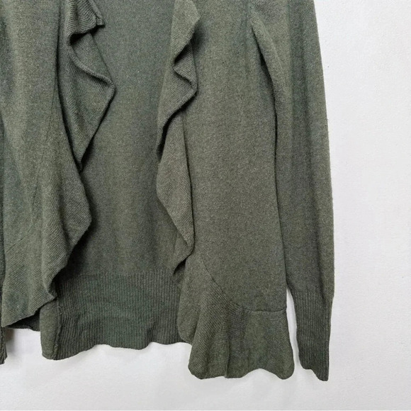 Banana Republic Womens Small Wool Cashmere Ruffle Dark Olive Cardigan - Picture 7 of 14